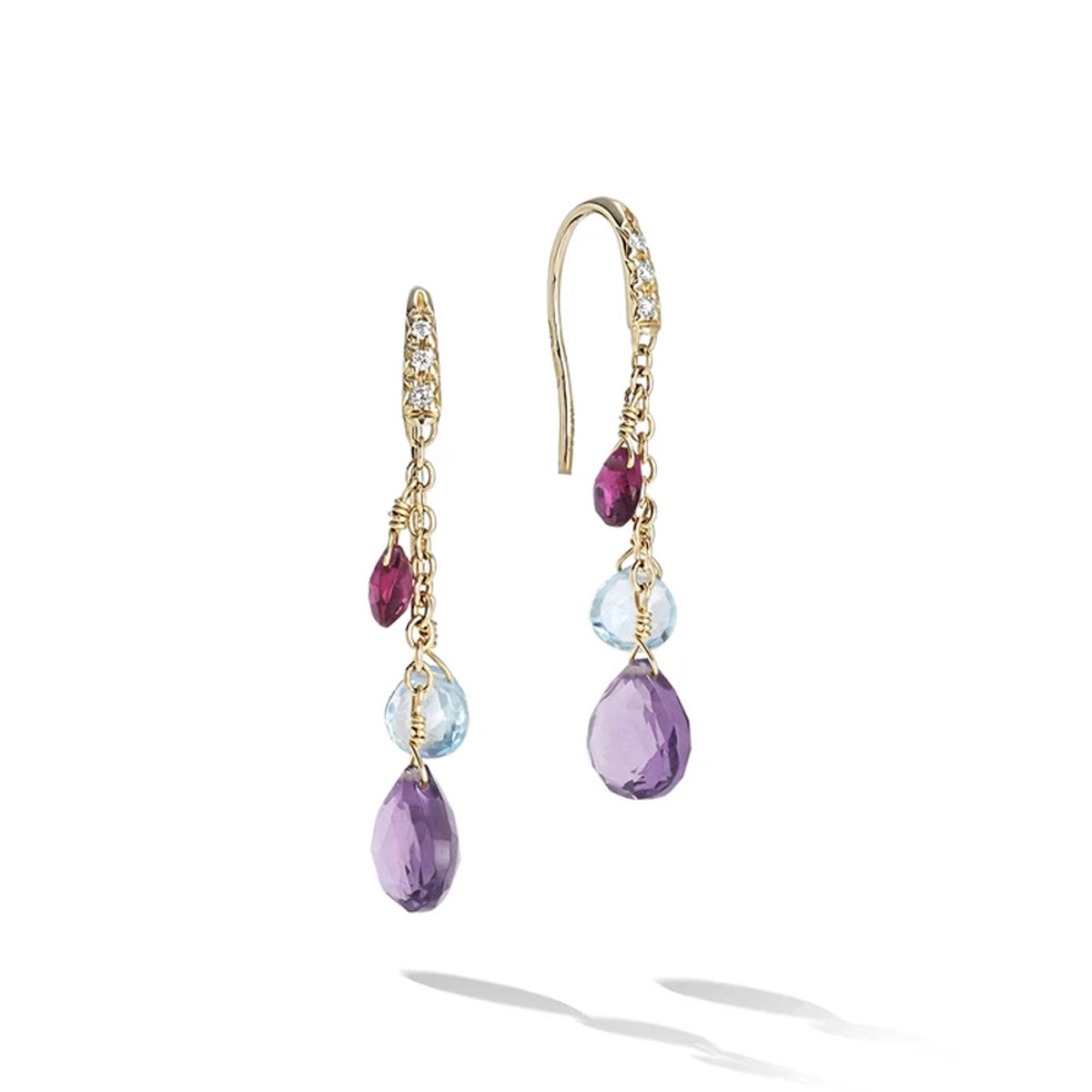 Marco Bicego 18K Yellow Gold Paradise Diamond & Mixed Gemstone Short Drop Earrings-30043 Product Image