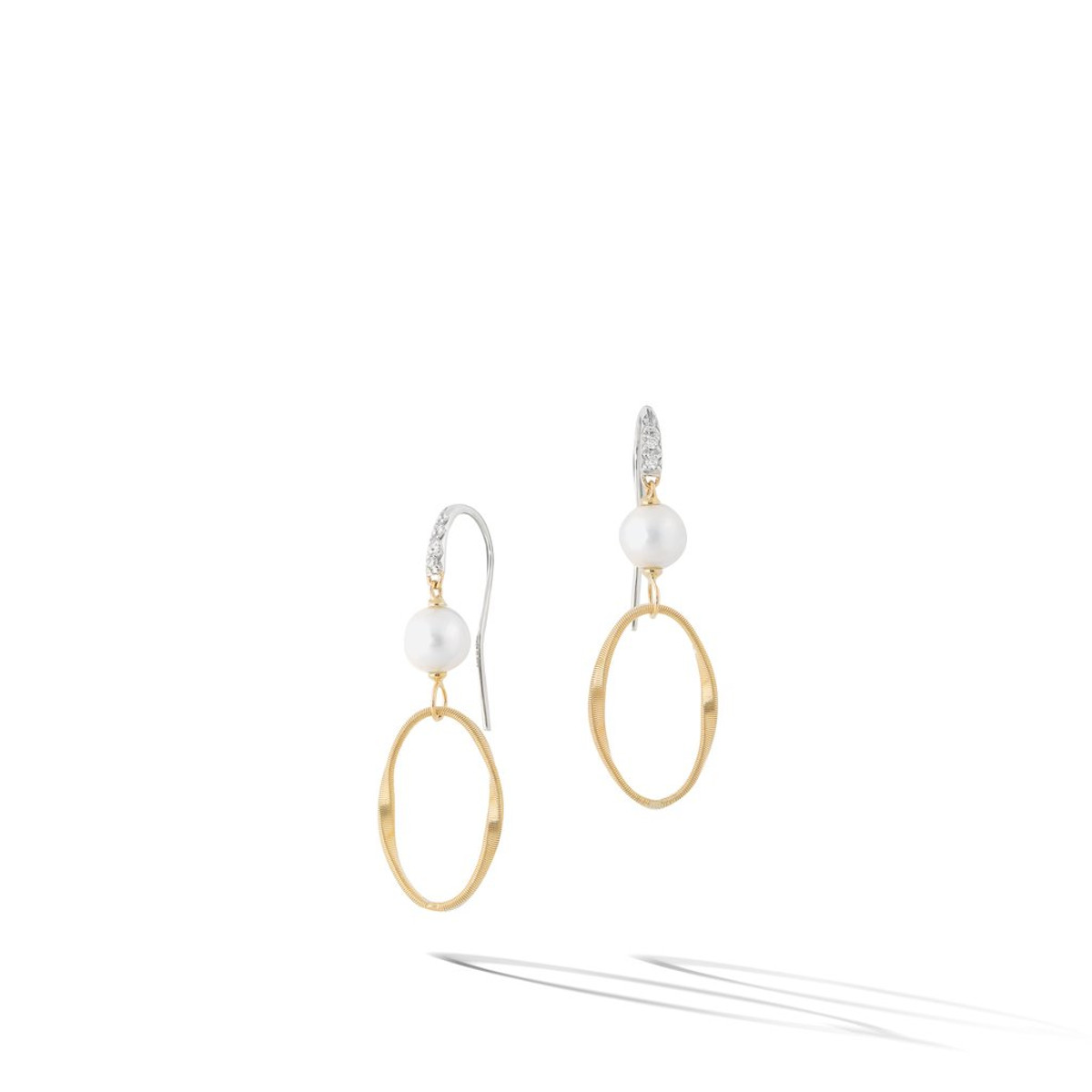 Marco Bicego 18K Yellow Gold Marrakech Onde Diamond & Pearl Drop Earrings-30052