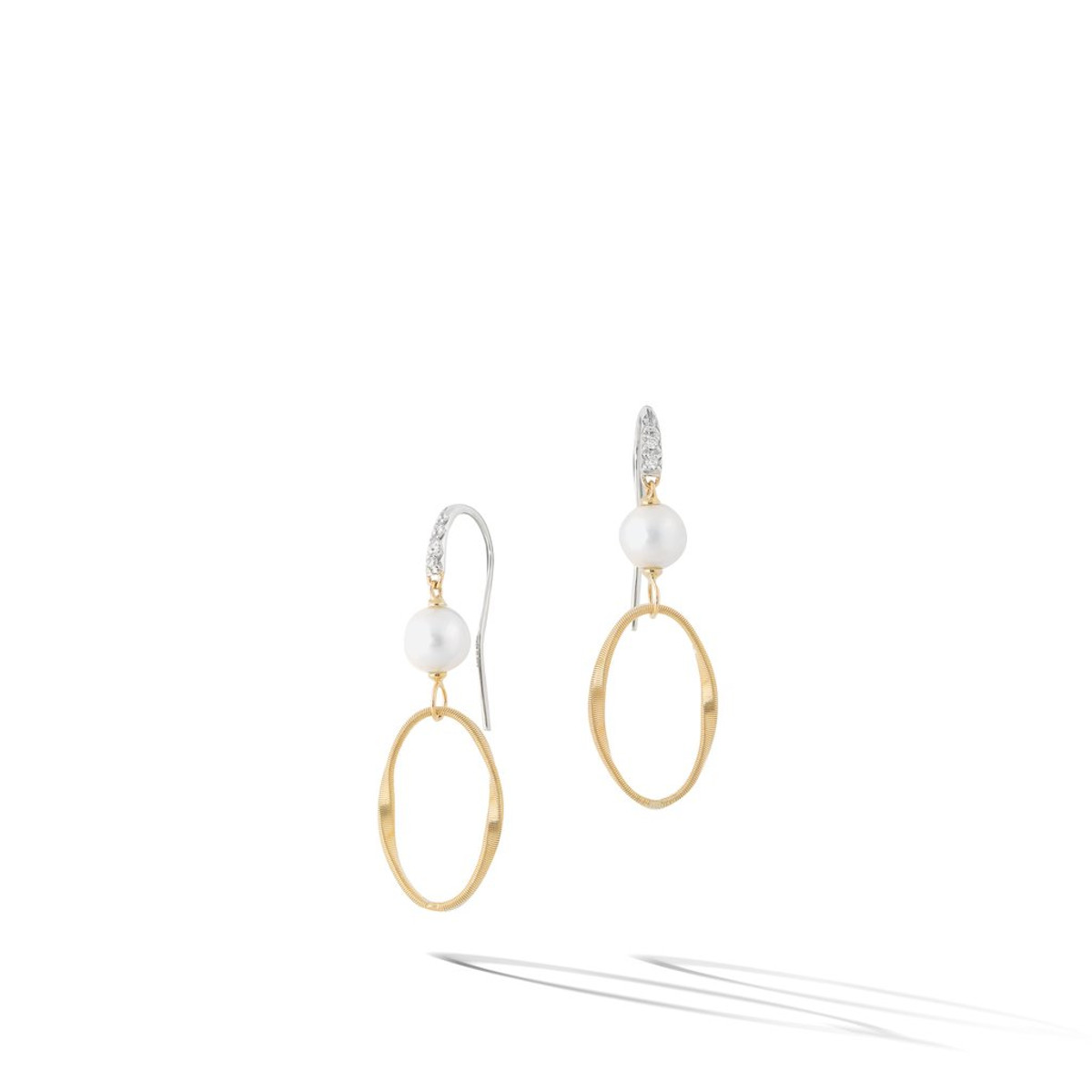 Marco Bicego 18K Yellow Gold Marrakech Onde Diamond & Pearl Drop Earrings-30052 Product Image