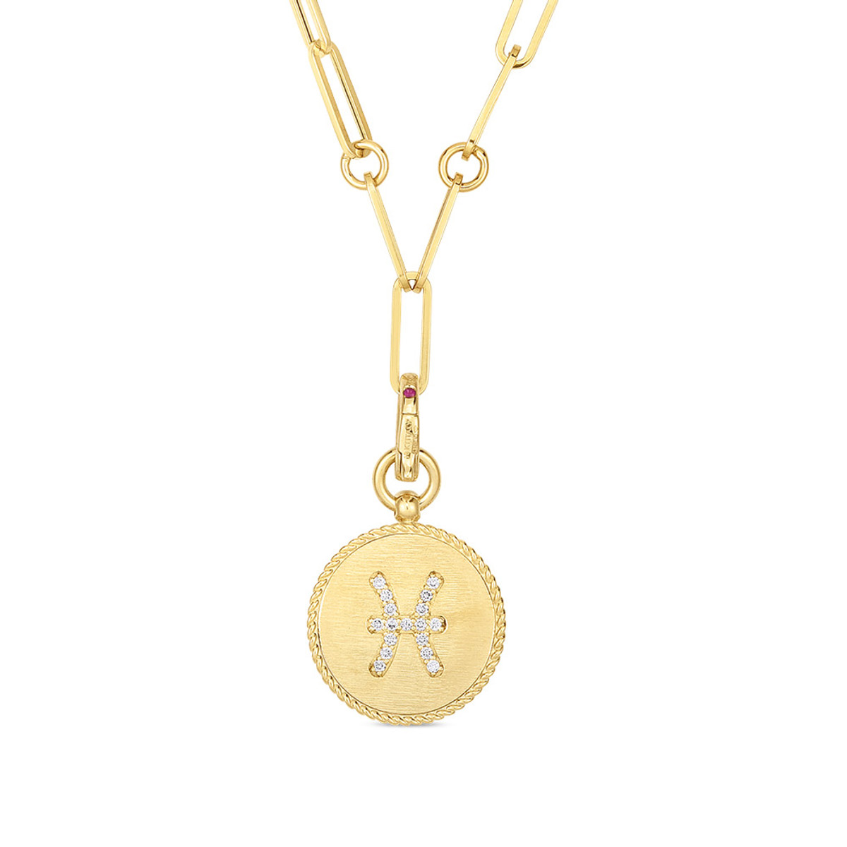 Roberto Coin 18K Yellow Gold Zodiac Diamond Necklace Pisces-30289