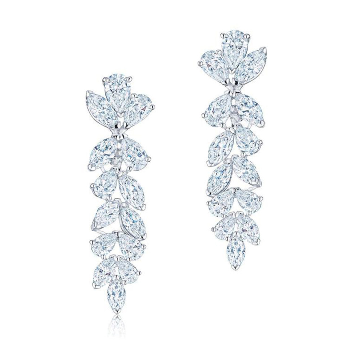 Kwiat Platinum Pear and Marquise Diamond Earrings-32588