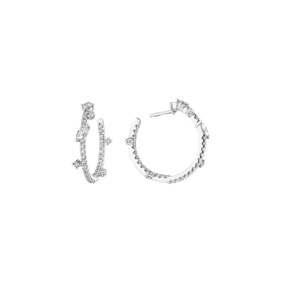 Penny Preville 18K White Gold Constellation Hoop Earrings-32981 Product Image