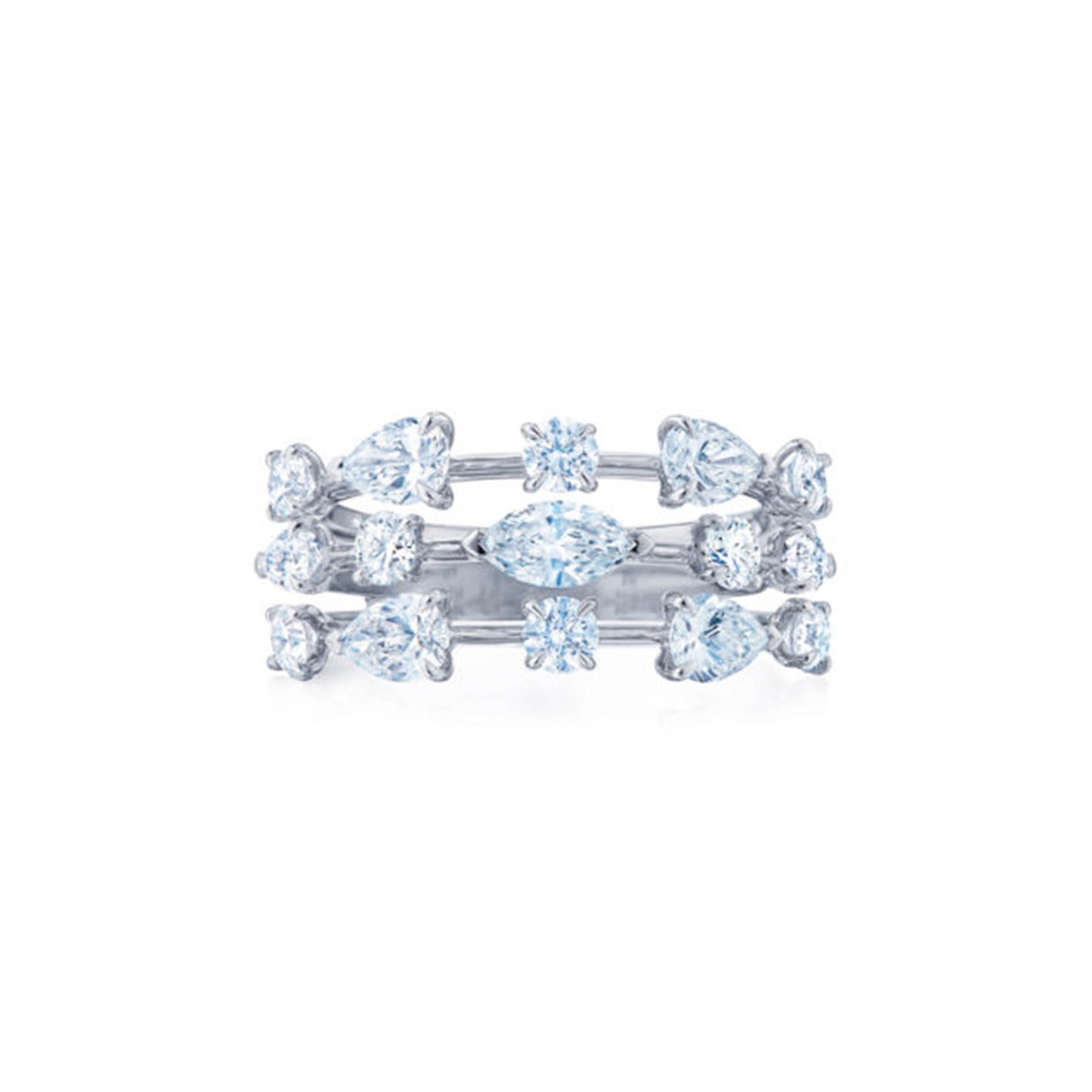 Kwiat 18K White Gold Starry Night Three Row Ring-33118 Product Image