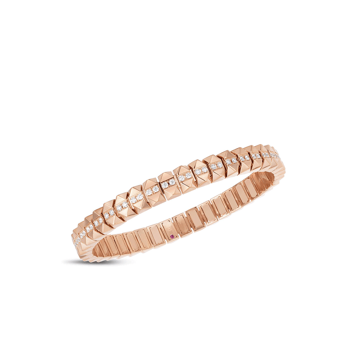 Roberto Coin 18K Rose Gold Obelsico Flexible Stretch Bangle with Diamond Center-34874 Product Image