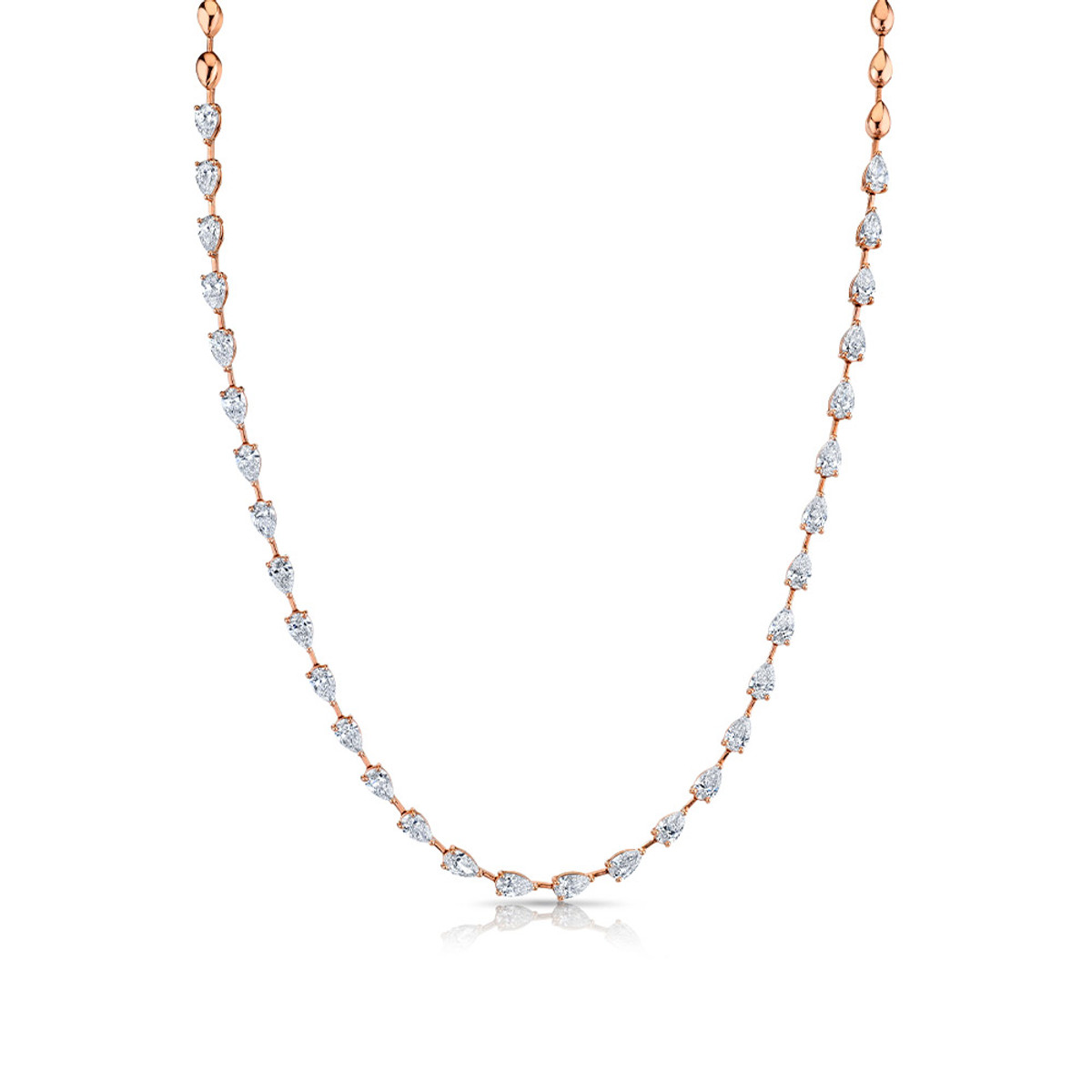 Hyde Park Collection 18K Rose Gold East West Pear Diamond Necklace-35666