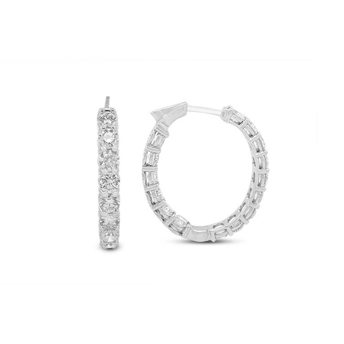Hyde Park Collection 18K White Gold Hoop  Diamond Earrings-36680