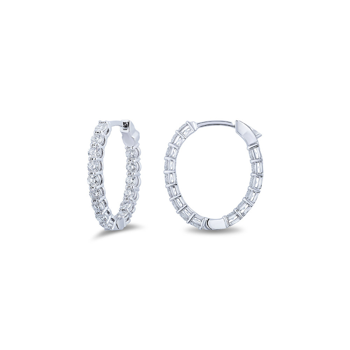Hyde Park Collection 18K White Gold Hoop Diamond Earrings-36676