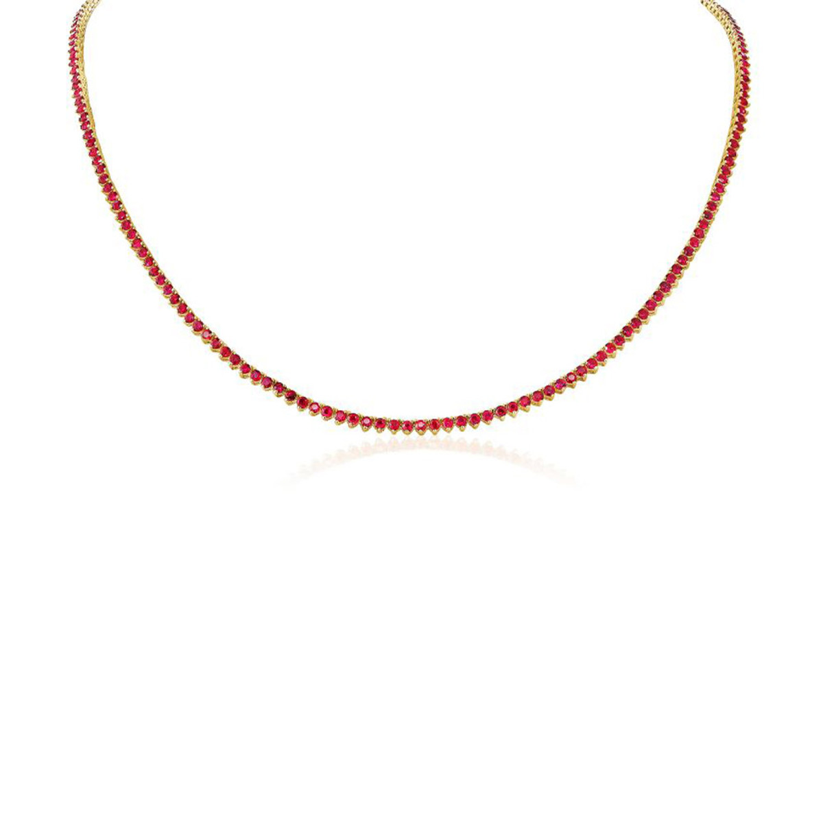 Hyde Park Collection 14K Yellow Gold Ruby Necklace-38426