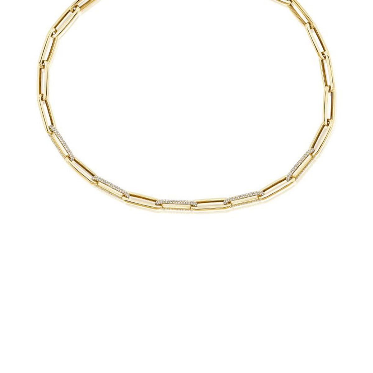Hyde Park Collection 14K Yellow Gold Diamond Link Necklace-38437 Product Image