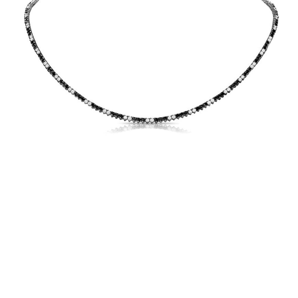 Hyde Park Collection 14K White Gold Black and White Diamond Necklace-38424
