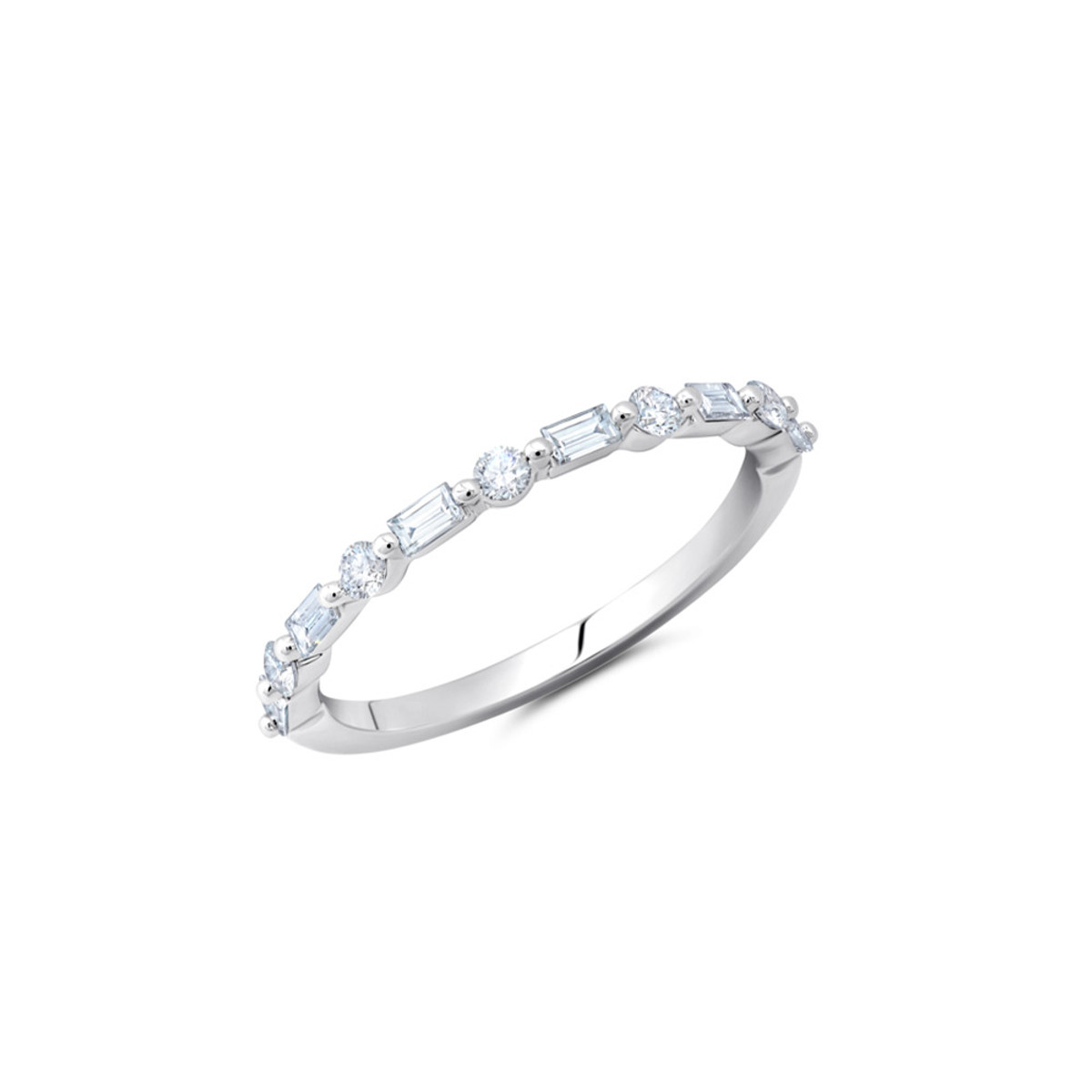 Peter Storm 14K White Gold Round and Baguette Diamond Band-39061 Product Image