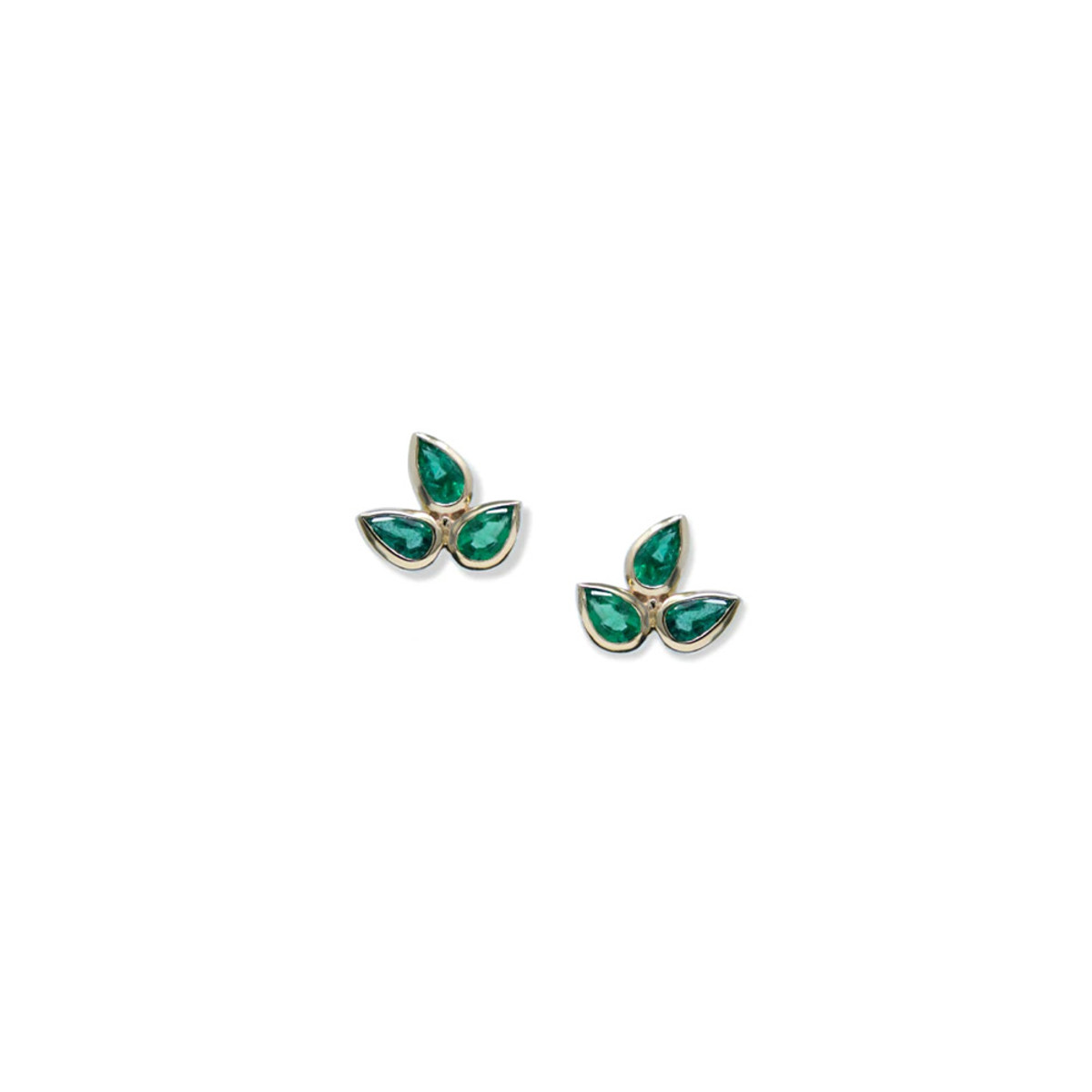 Hyde Park 14K Yellow Gold Fleur de Lis Emerald Stud Earrings-39570