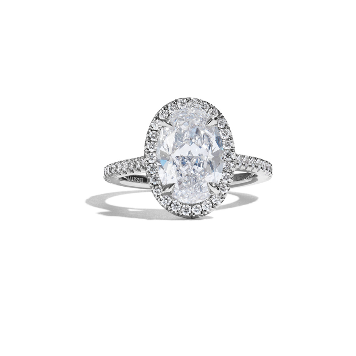 Henri Daussi 3.02ct Oval Diamond Halo Engagement Ring-39575