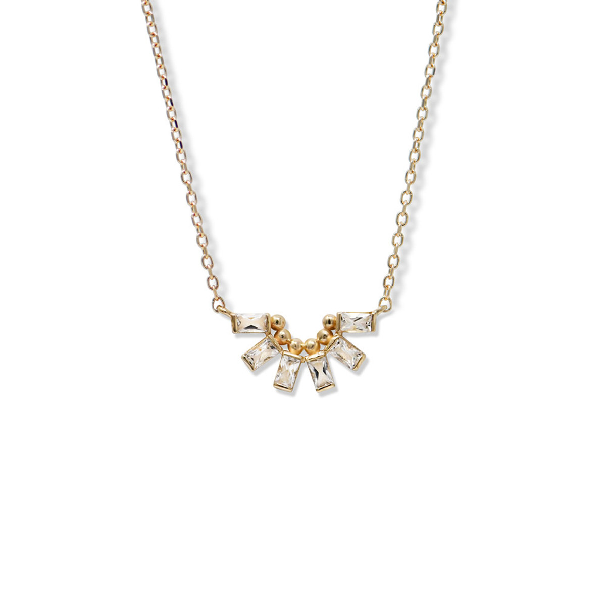 Hyde Park 14K Yellow Gold Deco Fan White Topaz Necklace-39598 Product Image