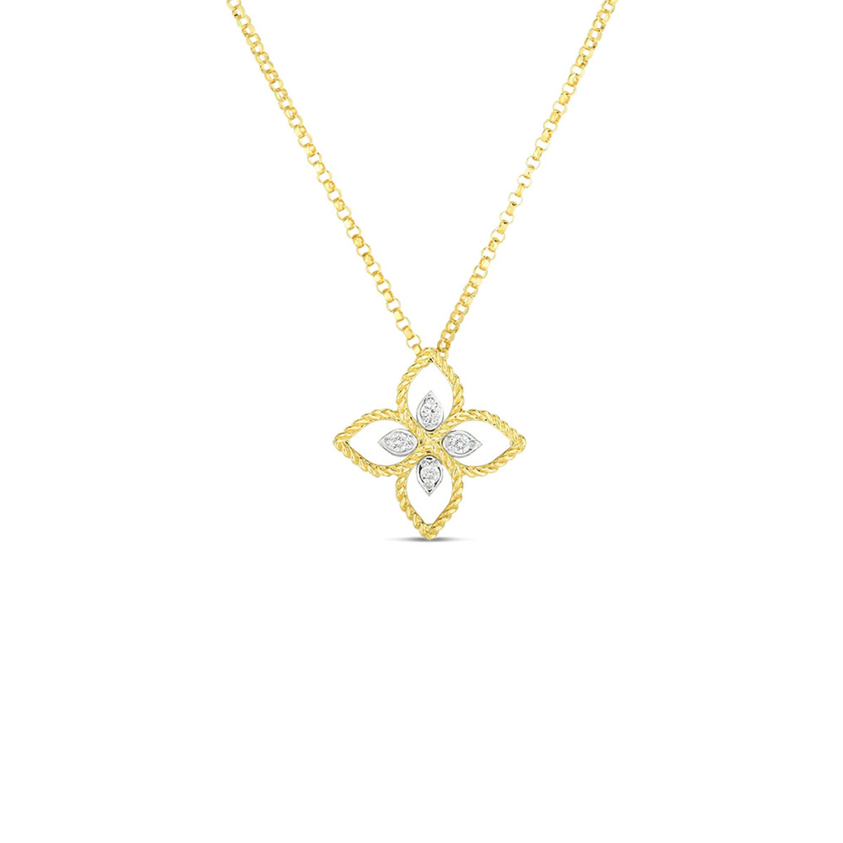 Roberto Coin 18K White Gold Diamond Principessa Flower Necklace-39748 Product Image