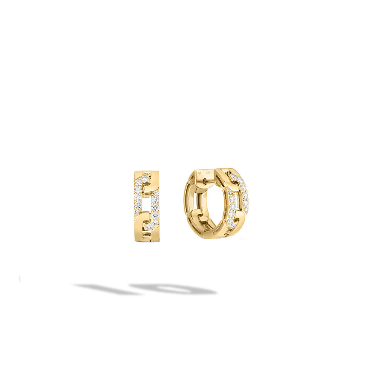 Roberto Coin 18K Yellow Gold Navarra Hoop Earrings with Diamonds-39812