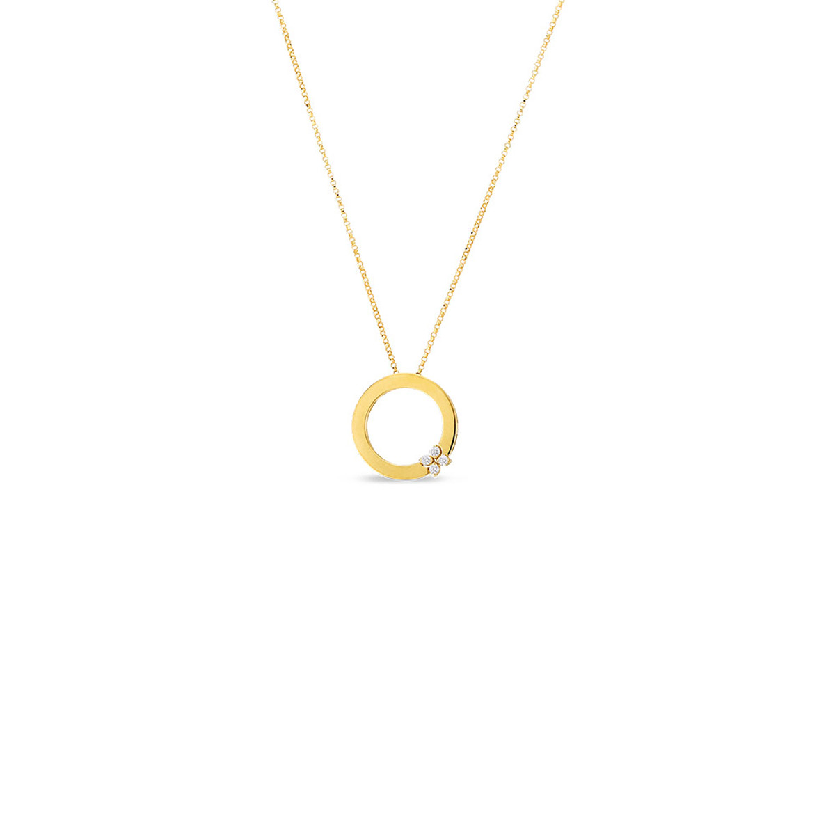 Roberto Coin 18K Yellow Gold Love In Verona Circle of Life Pendant with Diamond Flower-39811