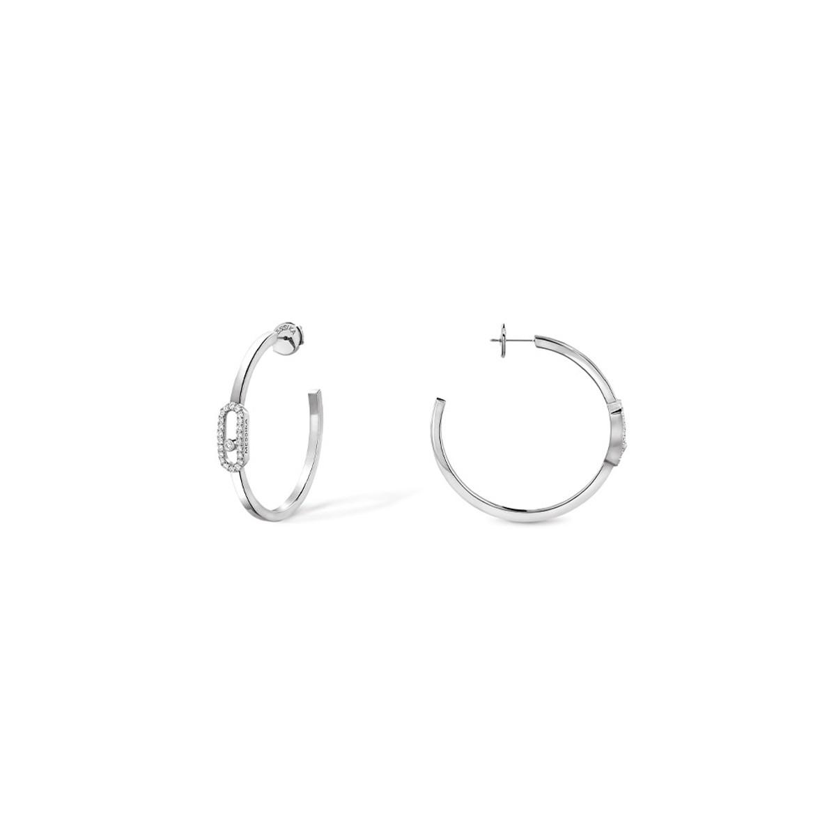 Messika 18K White Gold Creoles Move Uno Diamond Earrings-40109