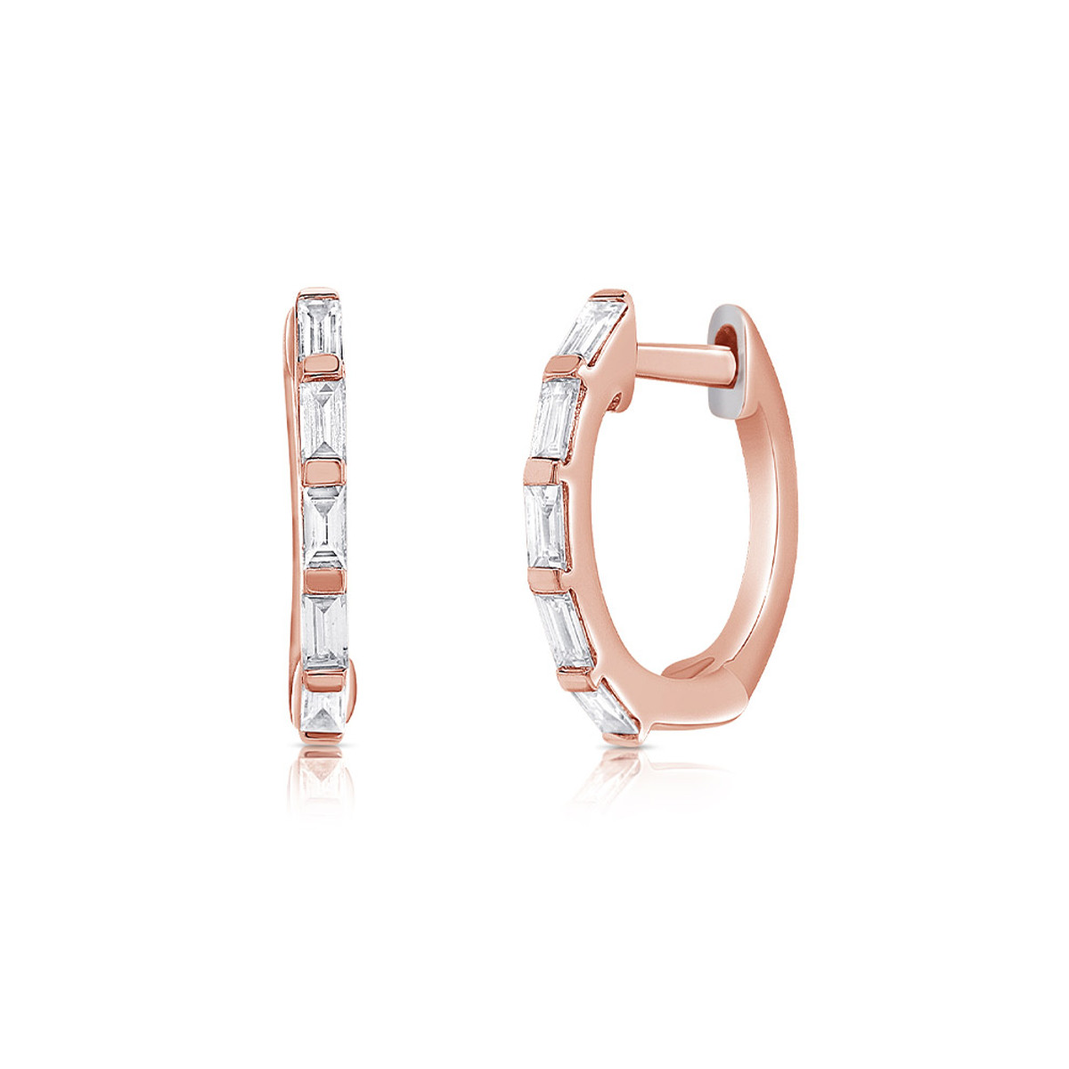 Hyde Park Collection 14K Rose Gold Diamond Huggie Hoop Earrings-41769 Product Image