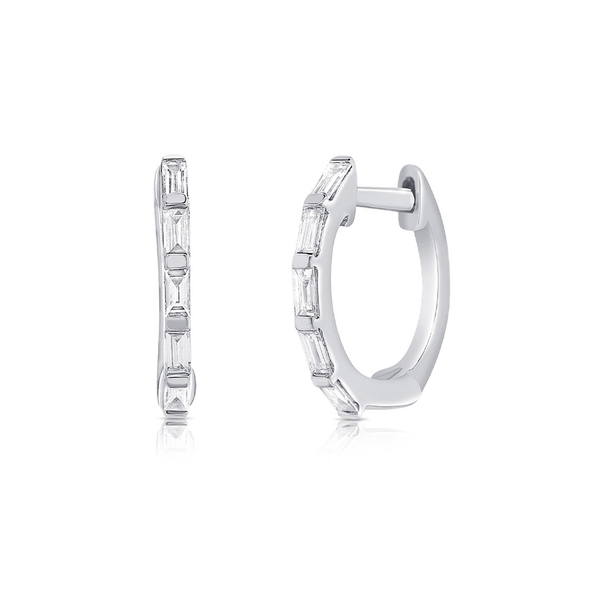 Hyde Park Collection 14K White Gold Diamond Huggie Hoop Earrings-41767 Product Image