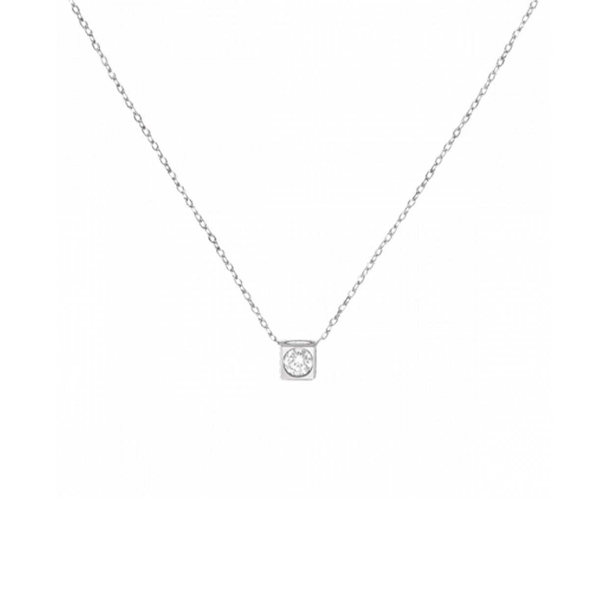 Dinh Van Le Cube 18K White Gold and Diamond Necklace-42002