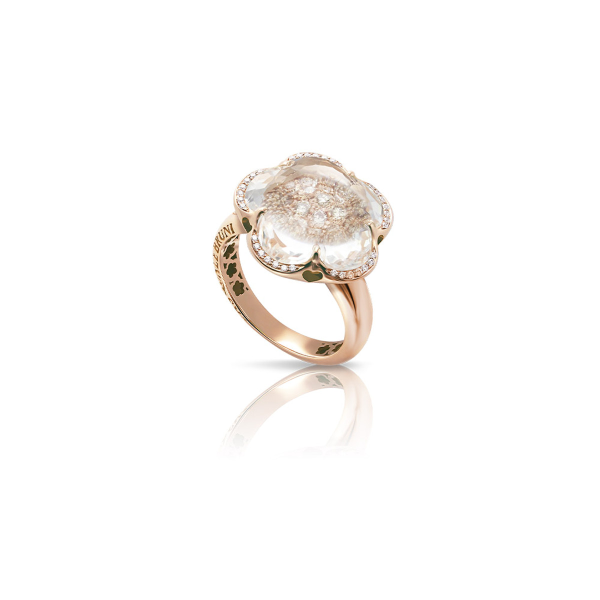 Pasquale Bruni 18K Rose Gold Rock Crystal and Diamond Bon Ton Ring-42362 Product Image