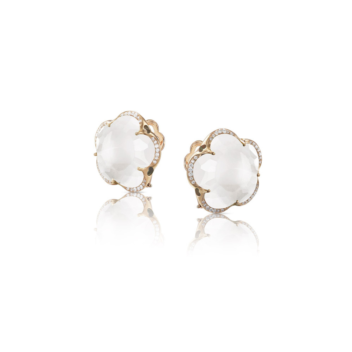 Pasquale Bruni 18K Rose Gold Milky Quartz and Diamond Bon Ton Earrings-42365