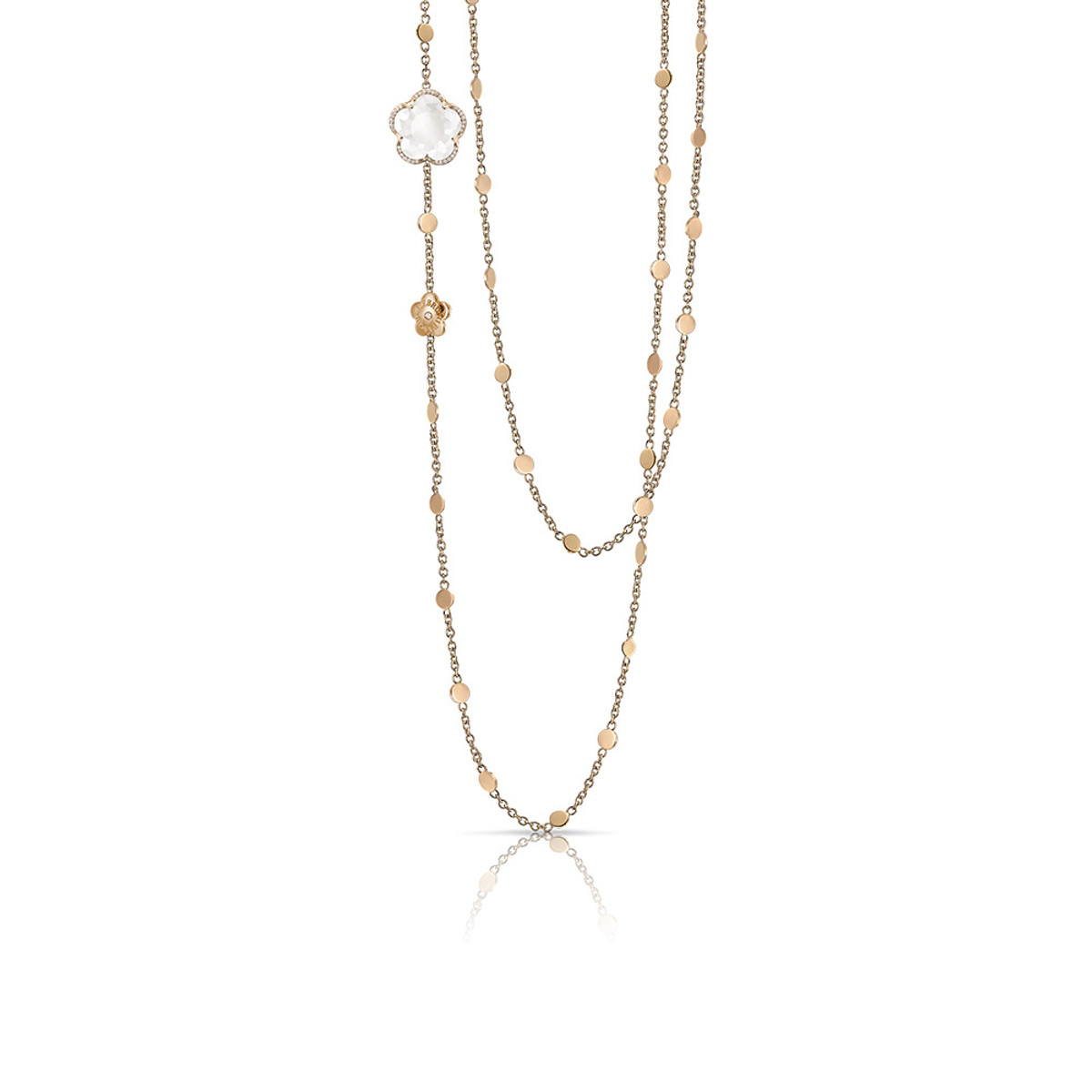 Pasquale Bruni 18K Rose Gold Milky Quartz and Diamond Bon Ton Necklace-42368