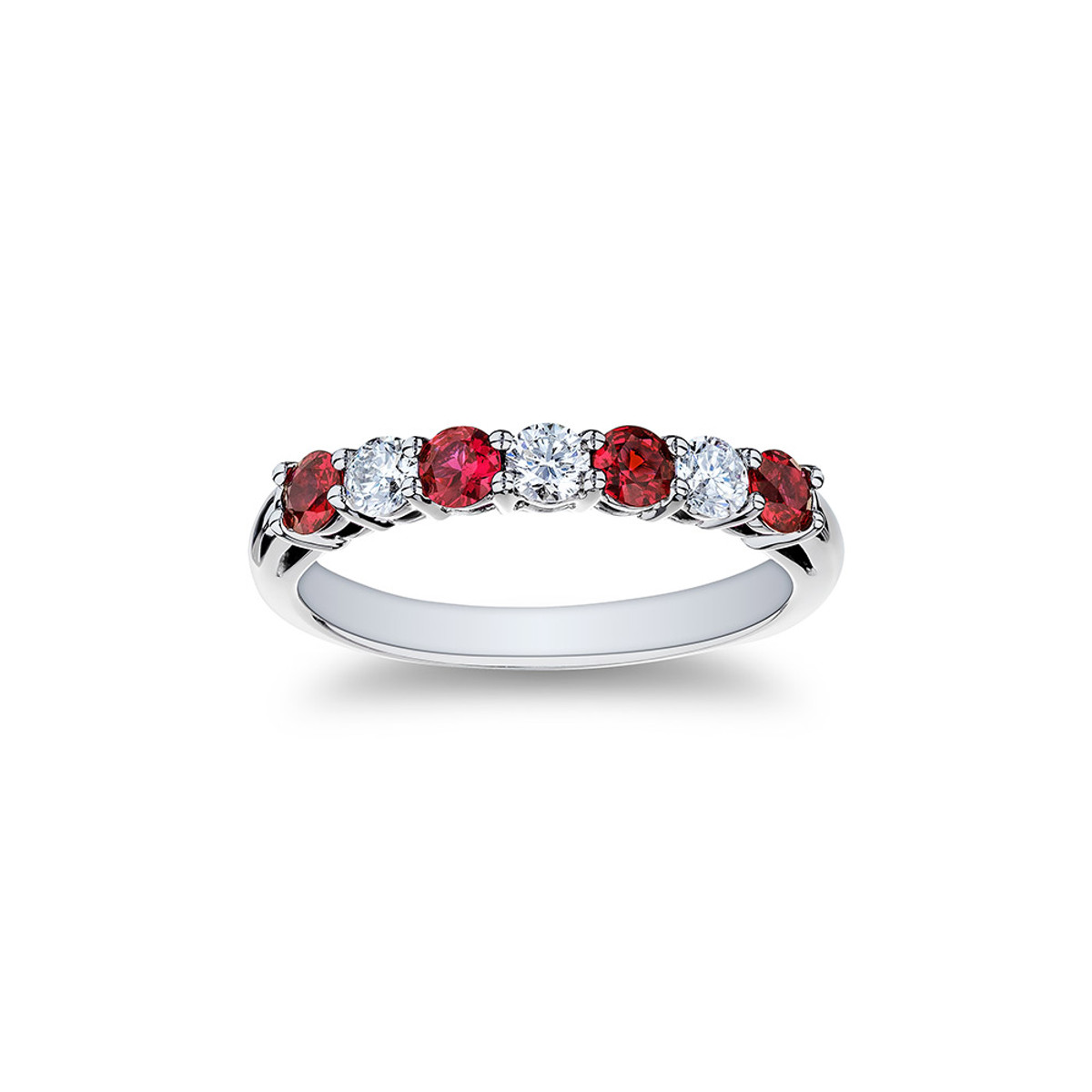 PLATINUM DIAMOND AND RUBY BAND 3RB=0.30CTTW 4RUBY=0.50CTTW-43306 Product Image