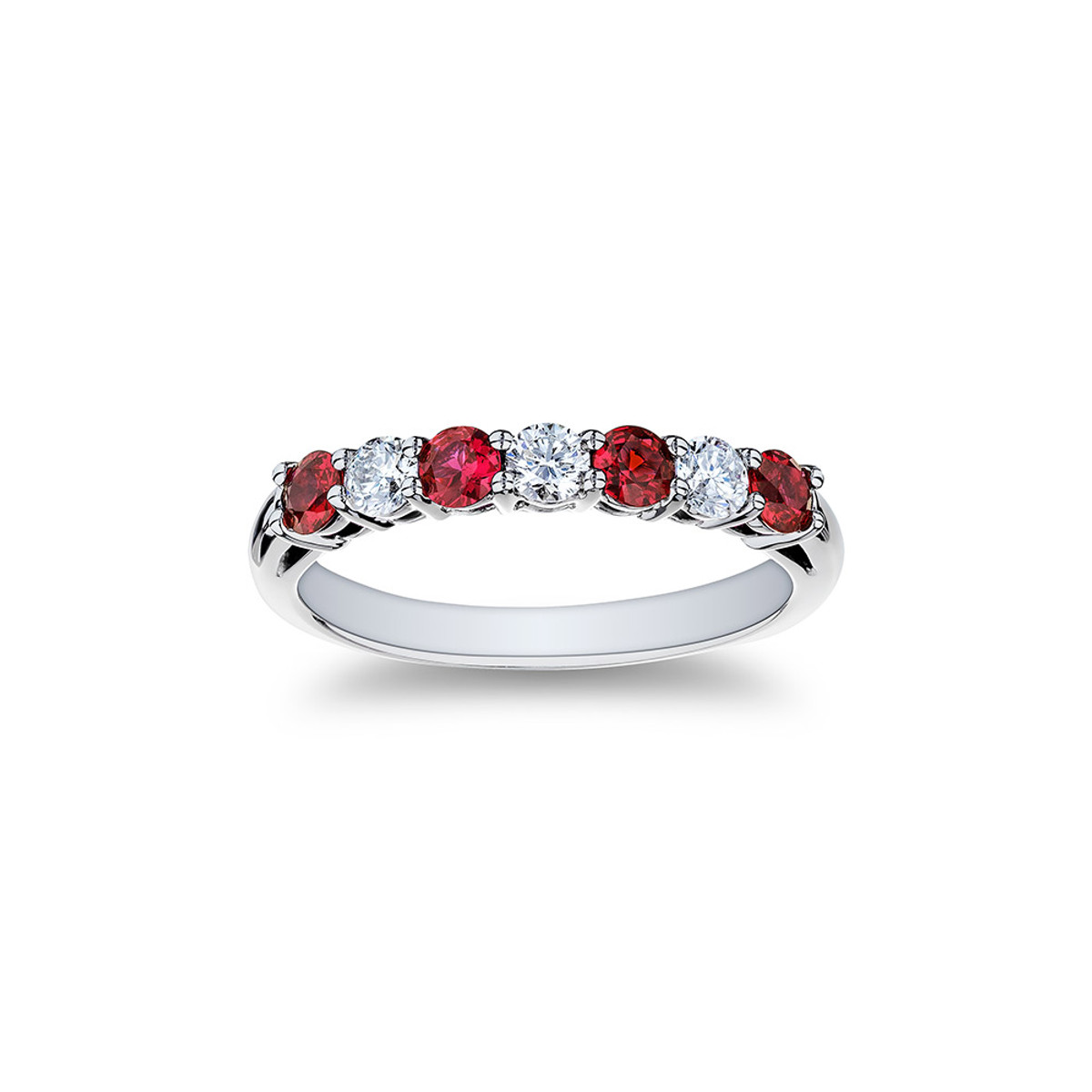 PLATINUM DIAMOND AND RUBY BAND 3RB=0.30CTTW 4RUBY=0.50CTTW-43306