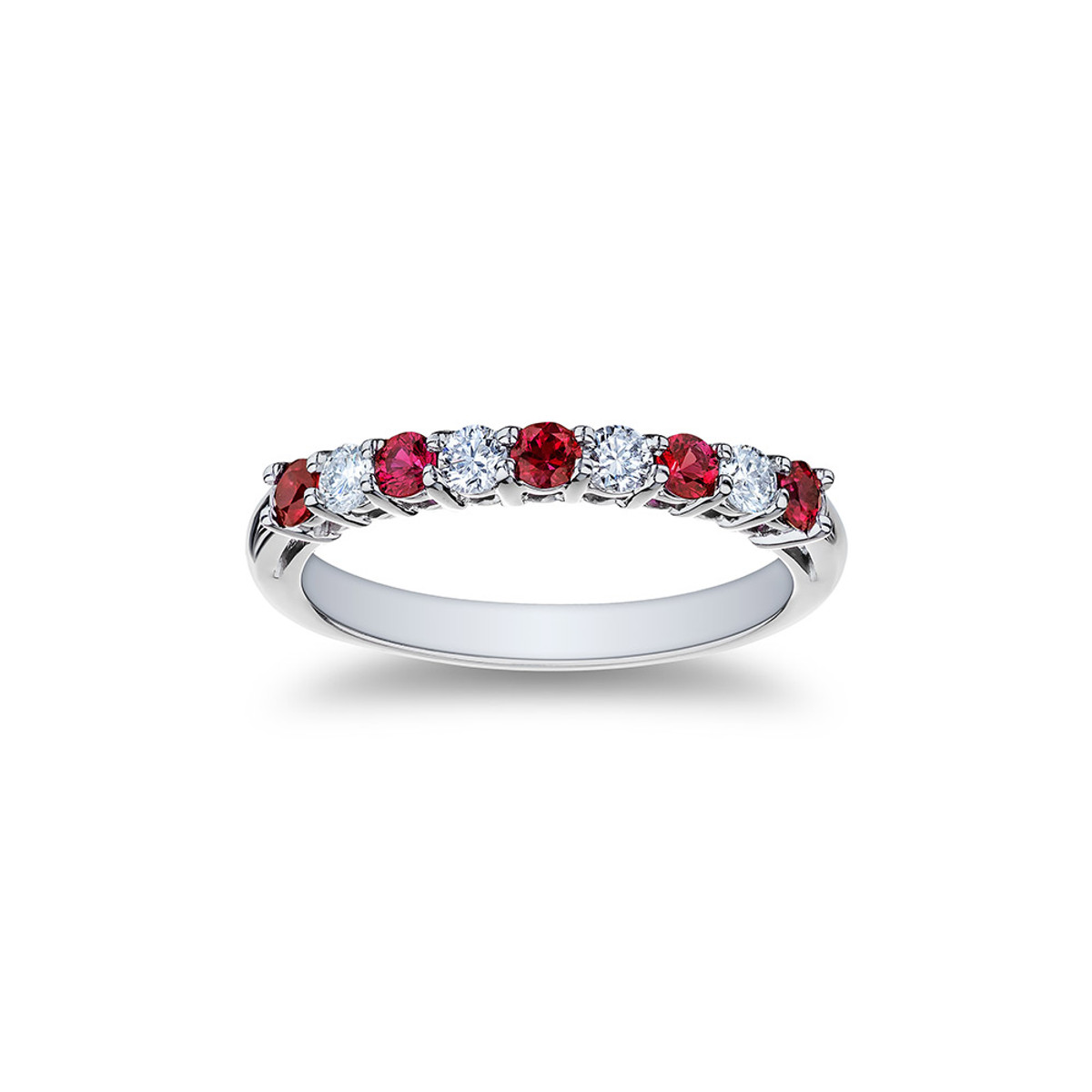PLATINUM DIAMOND AND RUBY BAND 4RB=0.24CTTW 5RUBY=0.42CTTW-43302