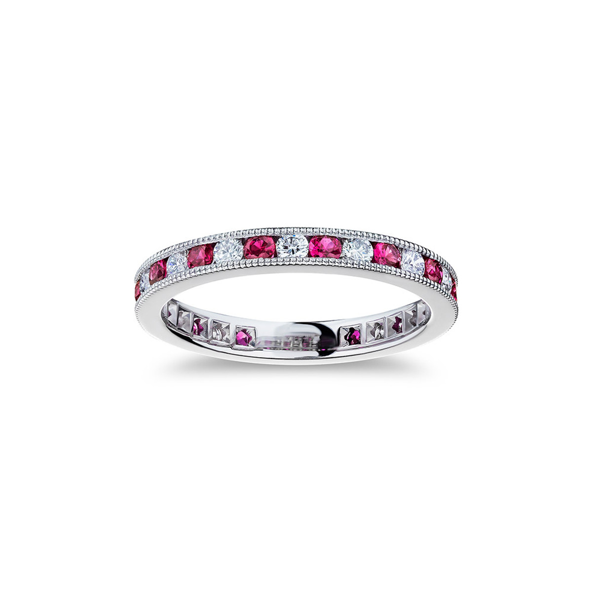 PLATINUM DIAMOND AND RUBY BAND D=0.54CTTW RUBY=0.68CTTW-43285 Product Image