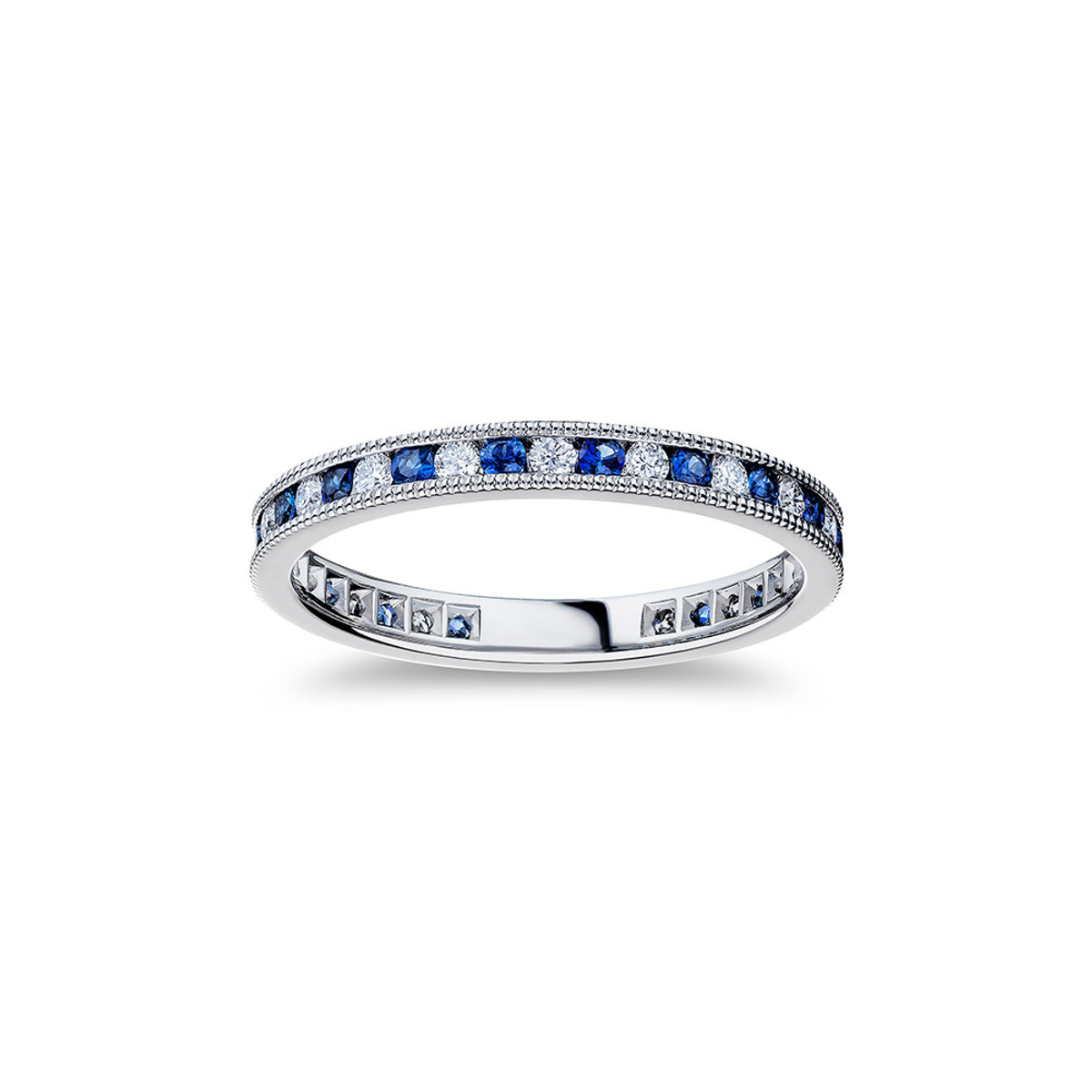 PLATINUM DIAMOND AND SAPPHIRE BAND 19D=0.32CTTW 19S=0.38CTTW-43572