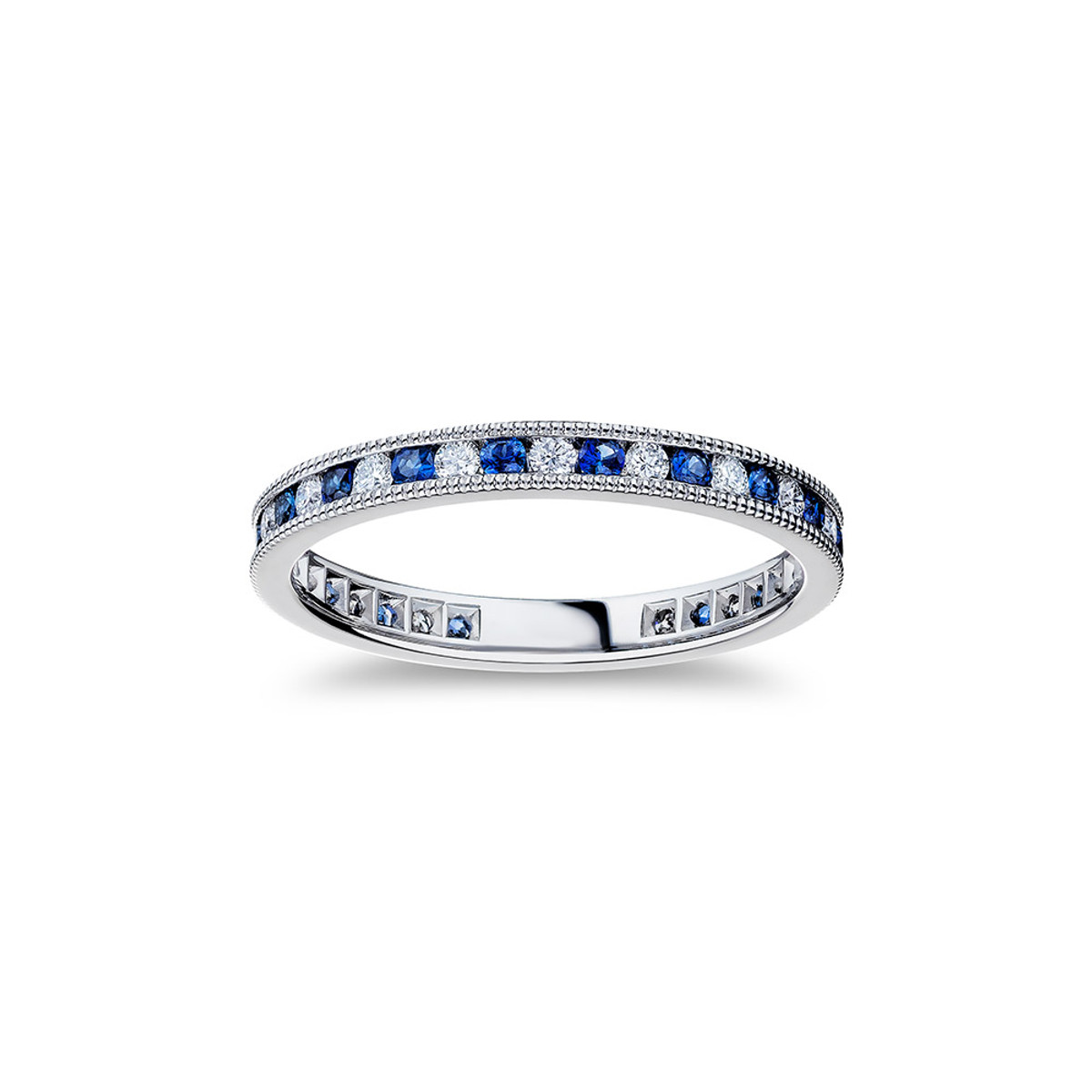 PLATINUM DIAMOND AND SAPPHIRE BAND 19D=0.32CTTW 19S=0.38CTTW-43572 Product Image