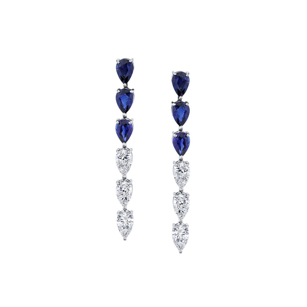 Hyde Park Collection 18K White Gold Sapphire and Diamond Earrings-44017