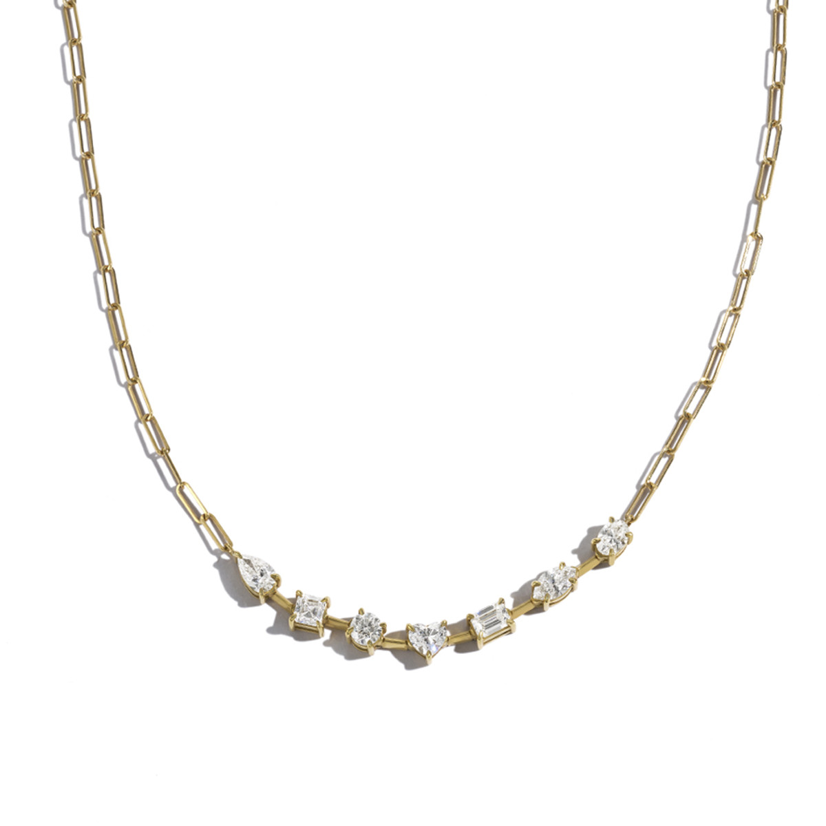 HYDE PARK 18K YELLOW GOLD FANCY SHAPES FLOATING DIAMOND NECKLACE-44014