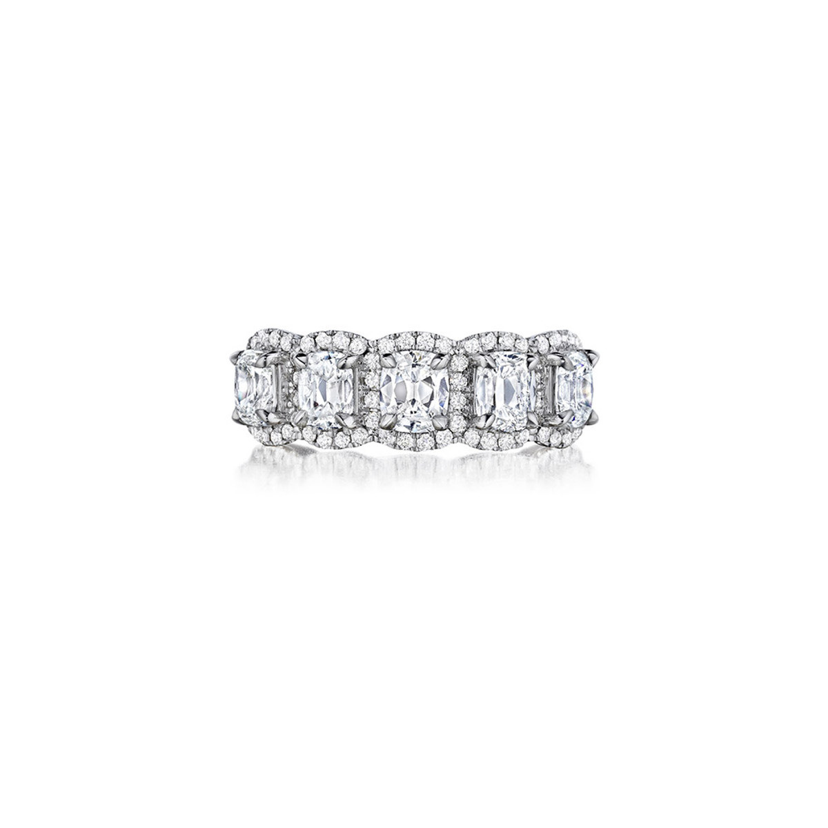 Henri Dausi 18K White Gold Cushion Diamond Halo Band-44162 Product Image