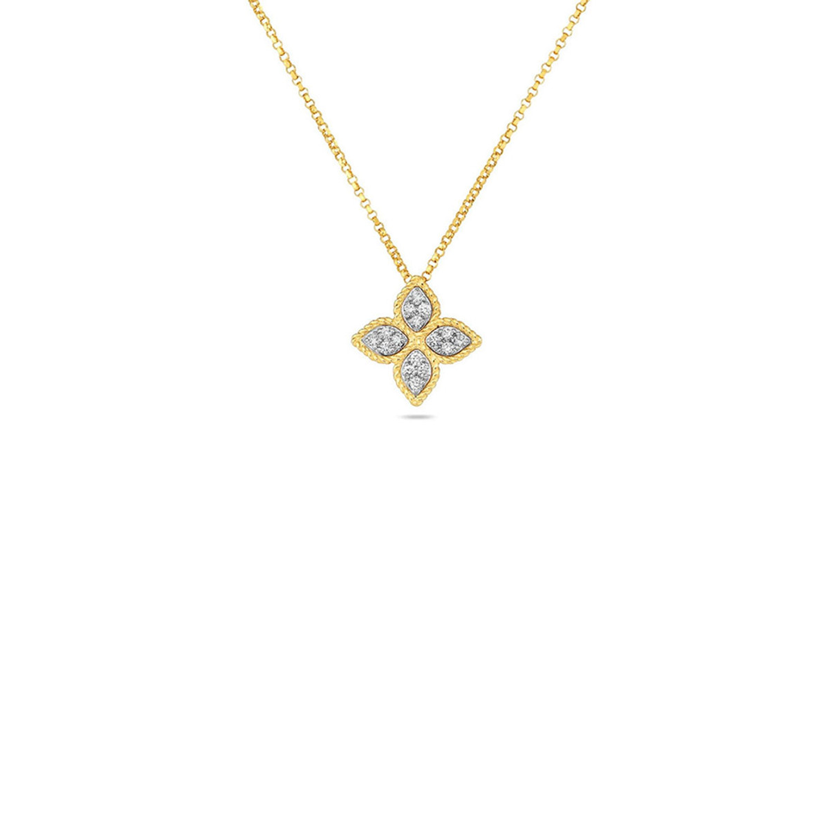 Roberto Coin 18K Yellow Gold Princess Flower Medium Diamond Necklace-44808
