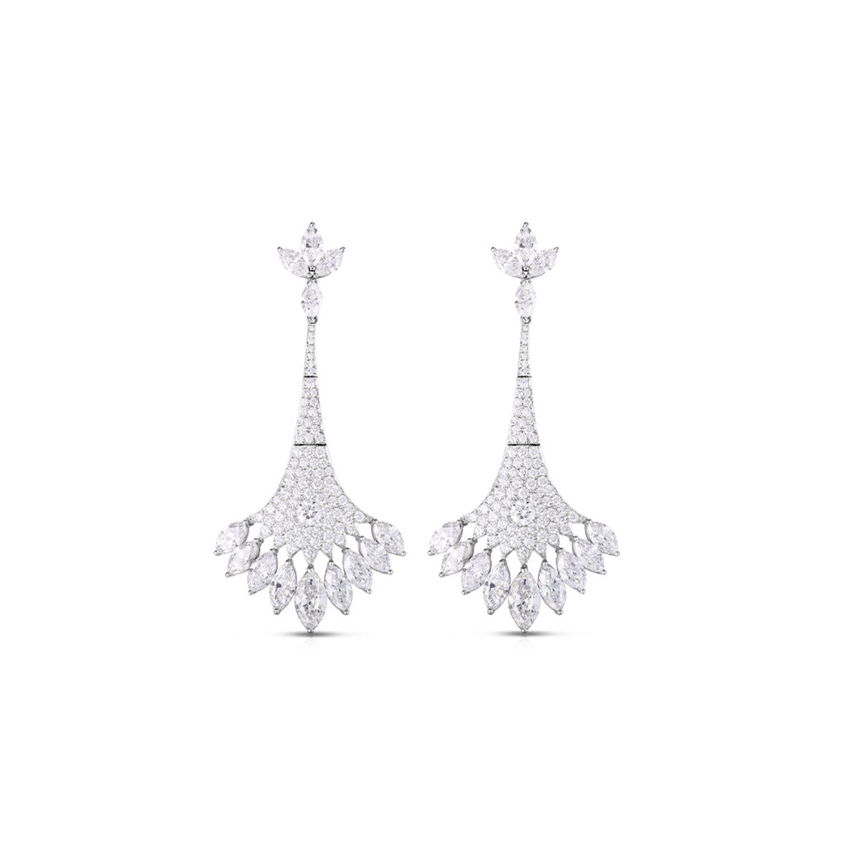 Hyde Park Collection Platinum Diamond Earrings Product Image