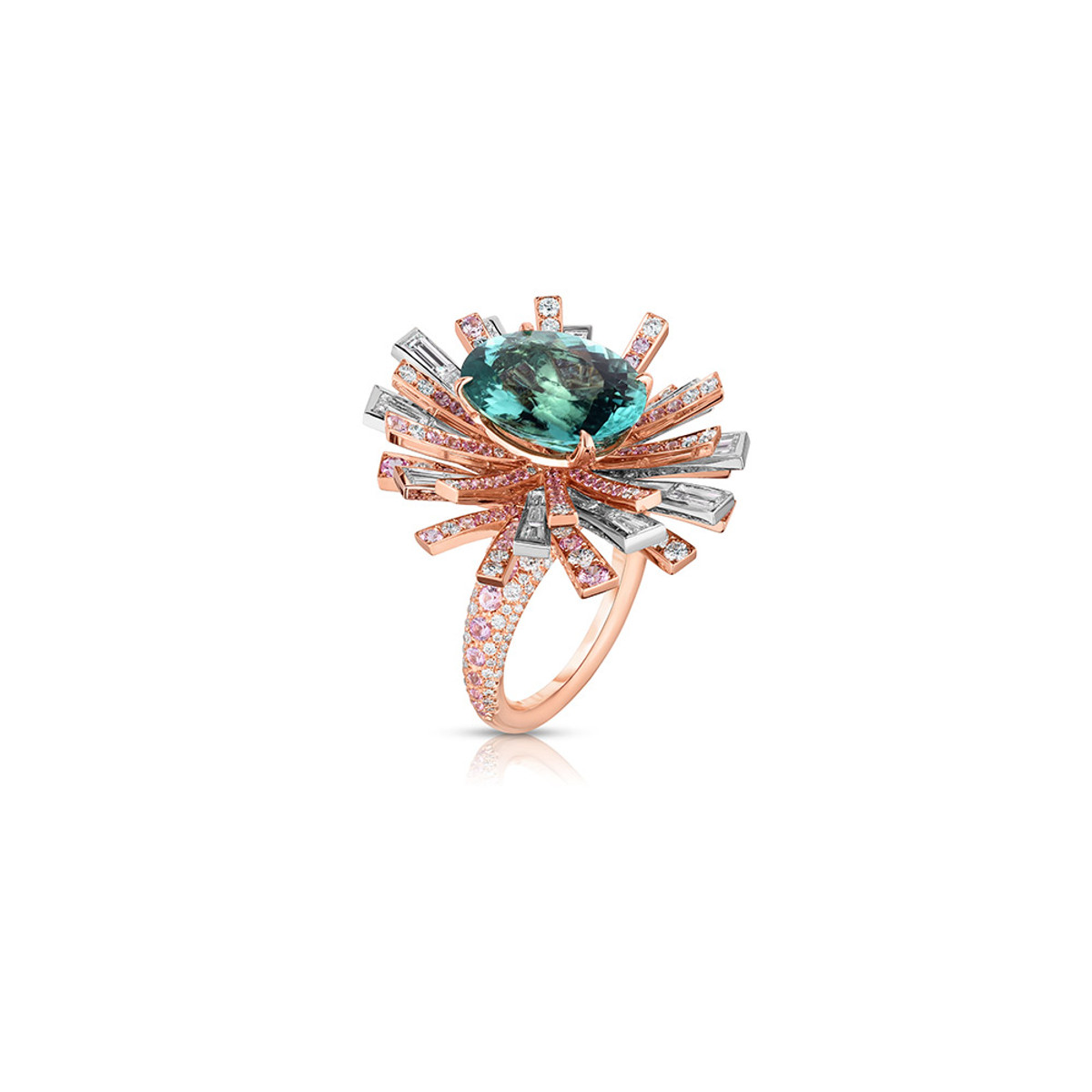Hyde Park Collection 18K Rose Gold and Platinum Tourmaline and Sapphire Ring Product Image