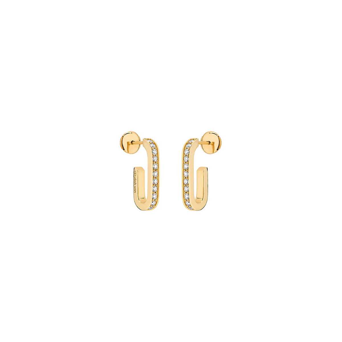 Dinh Van 18K Yellow Gold Maillon L Diamond Earrings-47003