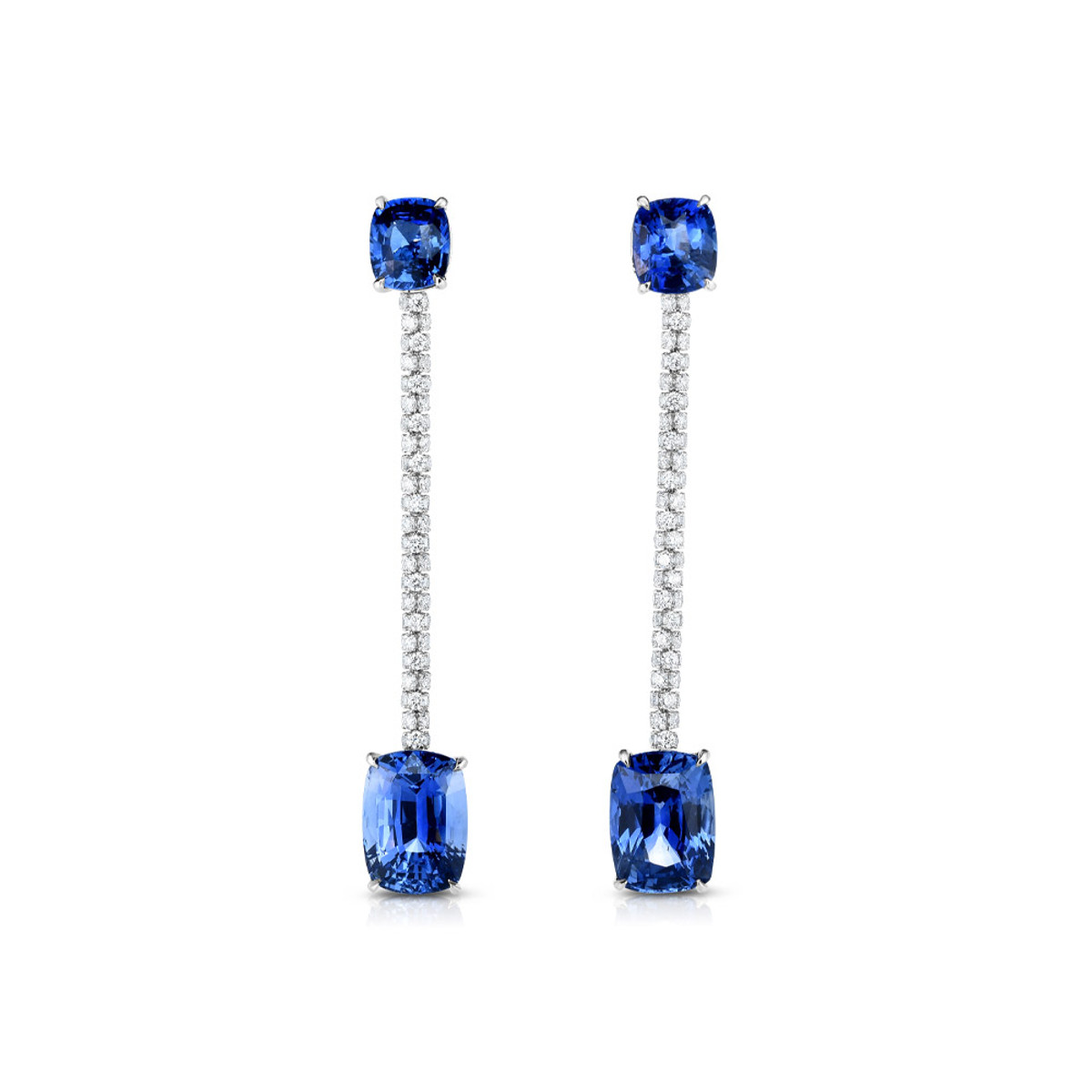 Hyde Park Collection Platinum Sapphire and Diamond Earrings-46989 Product Image