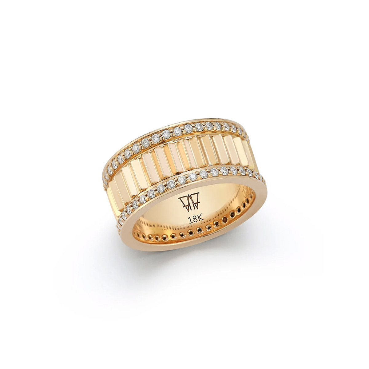 Walters Faith Clive 18K Rose Gold & Diamond 10MM Fluted Band Ring-47157 Product Image