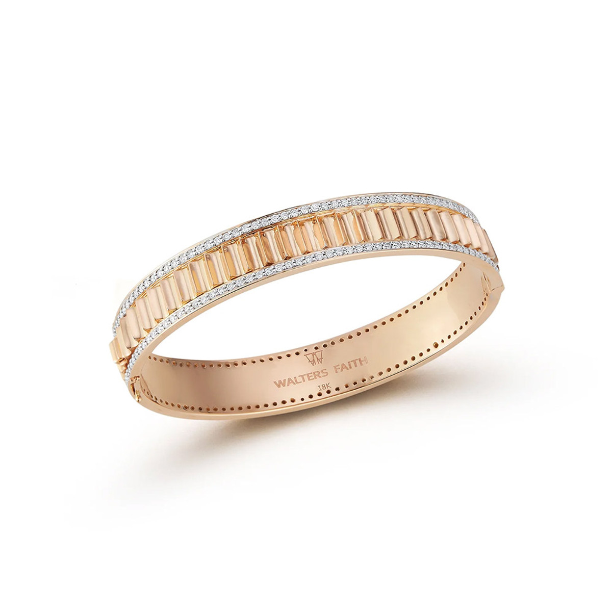 Walters Faith Clive 18K Rose Gold and Diamond Edge Fluted Cuff Bangle-47173 Product Image