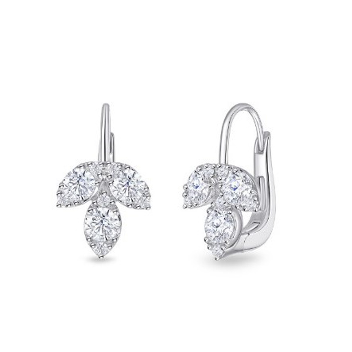 Hyde Park Collection 18K White Gold Diamond Petal Earrings-47886 Product Image