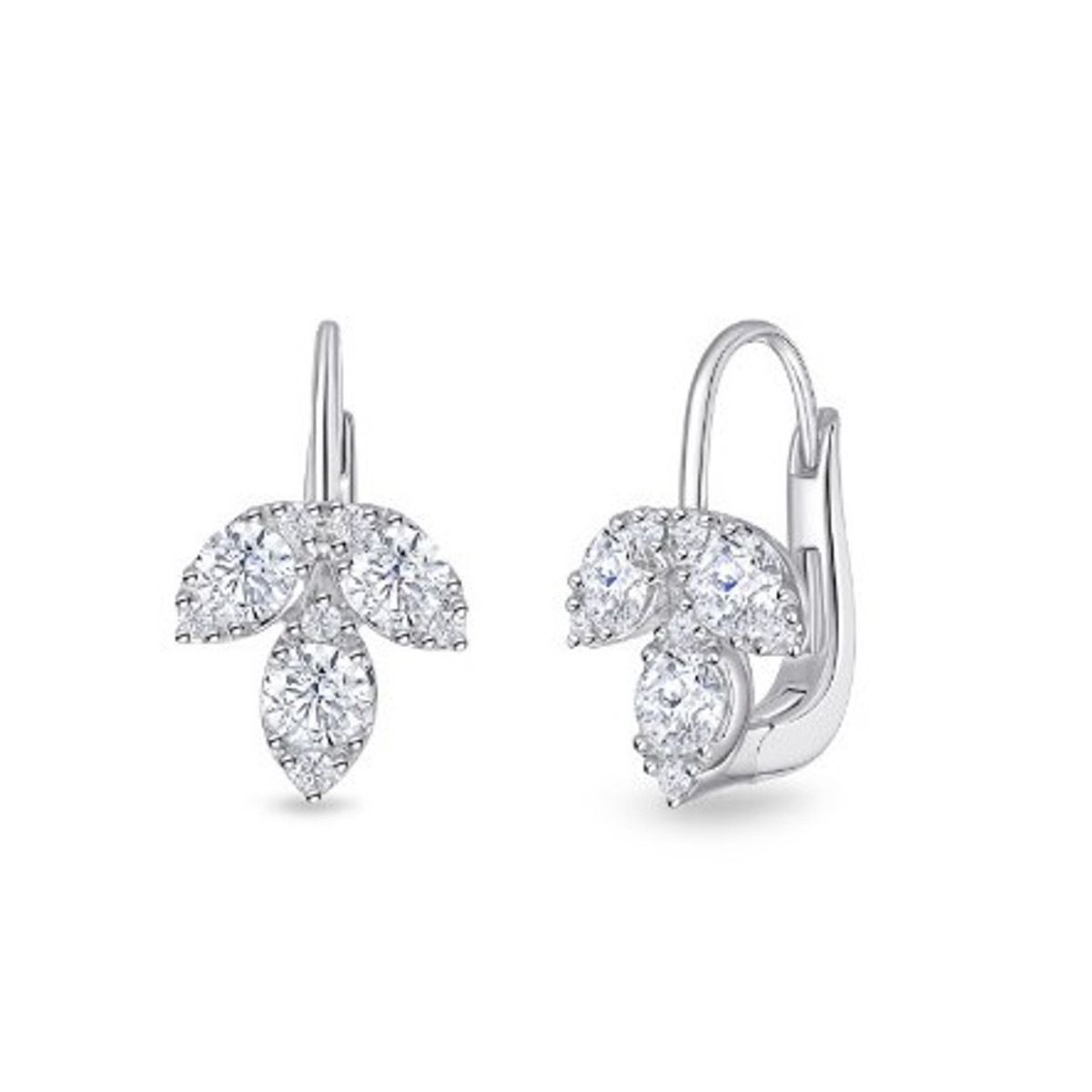 Hyde Park Collection 18K White Gold Diamond Petal Earrings-47886