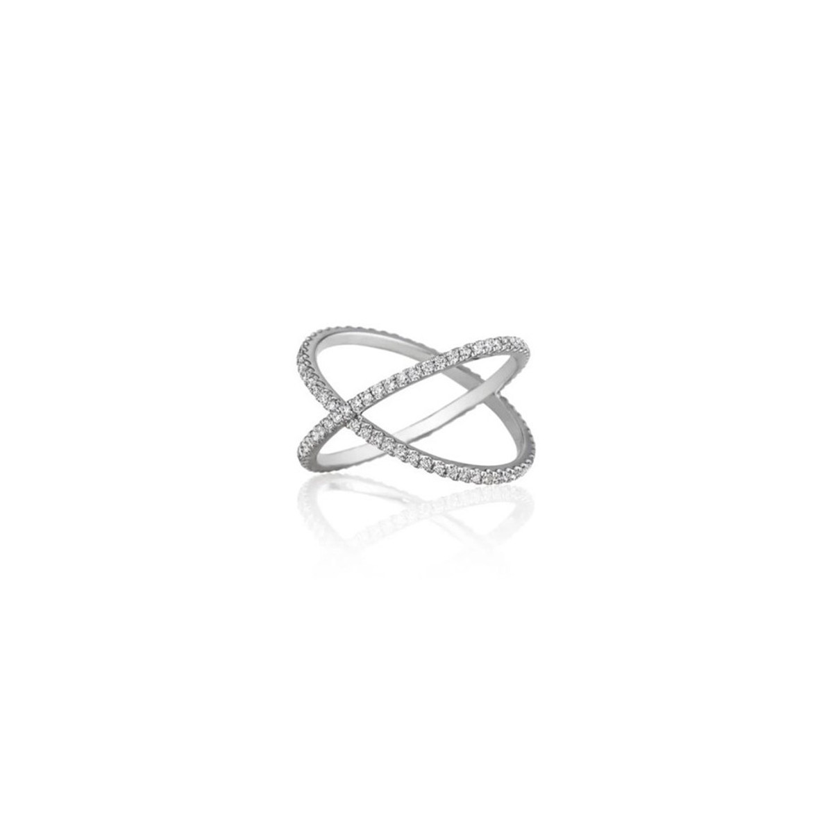 Henri Dausi 18K White Gold Diamond Crossover Band-47928 Product Image