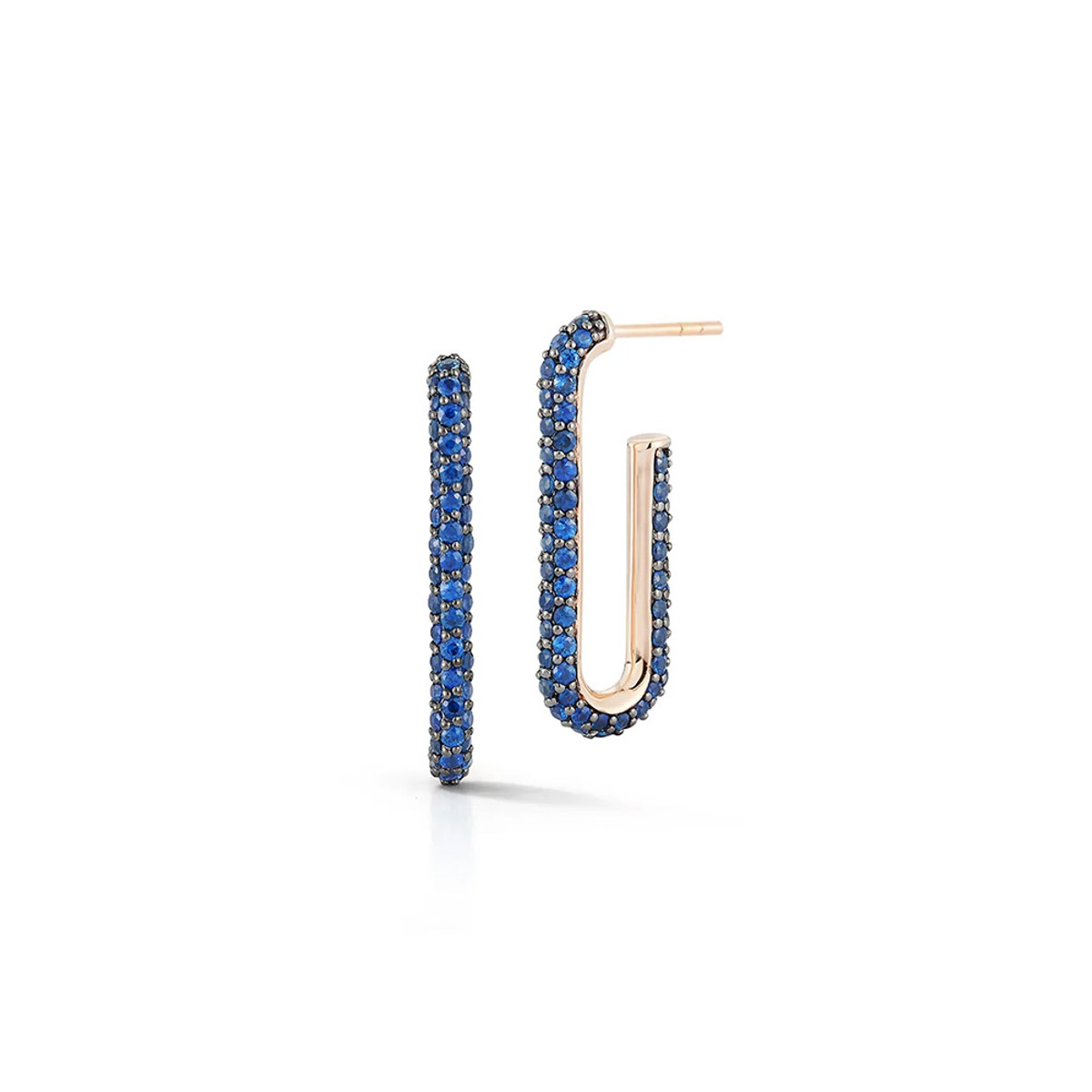 Walters Faith Saxon 18K Rose Gold and Blue Sapphire Elongated Chain Link Earrings Product Image
