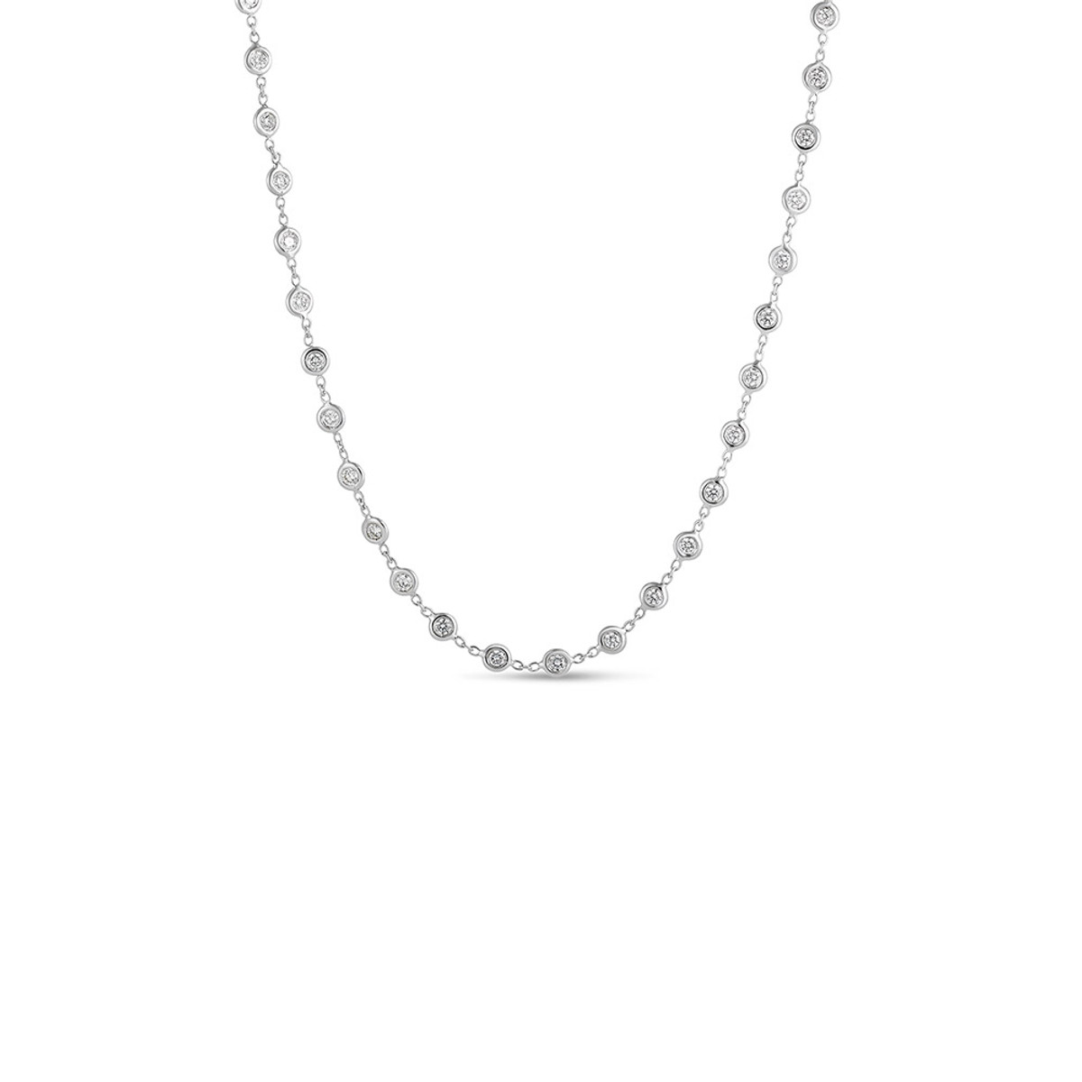 Roberto Coin 18K White Gold Diamond Station Necklace-48526 Product Image