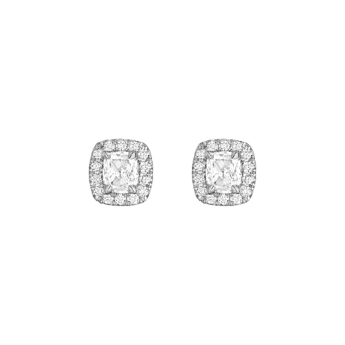 18KW DIAMOND HALO EARRINGS 2CU=1.41CTTW D SI1 40RB=0.23CTTW-49078 Product Image